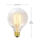 Old School Edison G30 Globe Vanity Light Bulb 60W Incandescent Filament E26 Base 245 Lumens Candlelight White 2200K Cozy Warm Glow