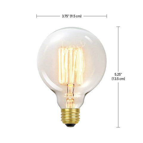Old School Edison G30 Globe Vanity Light Bulb 60W Incandescent Filament E26 Base 245 Lumens Candlelight White 2200K Cozy Warm Glow