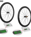 46mm Carbon Clincher Disc Brake Wheelset For Road Bikes, 24H Front And 24H Rear, on scales showing weight, Tubeless Ready