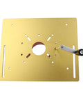 Gonna Nail Every Joint This Hella Stable Manual Router Lift Table Kit With Heavy Duty Aluminum Base Plate top view, gold aluminum design