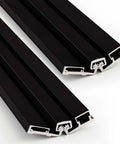 2 Pcs Heavy Duty Continuous Geared Hinge Y Full Surface Anodized Aluminum Center Pivot Tamperproof for storefront doors, black, close-up view
