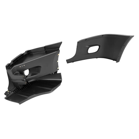 HECASA front bumper end cap and reinforcement for 2008-2017 Freightliner Cascadia, black passenger side