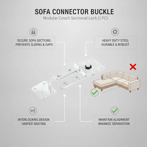 Sofa Connector Buckle For Sectional Couches And Modular Furniture Locks To Stop Sliding And Shifting Heavy Duty Steel Construction