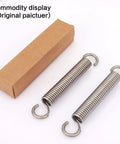 Heavy Duty Stainless Steel Recliner Springs For Couch And Chair Repair Dang Solid Tension Coil Replacement Double Pack 5 Inch Long Hook Design displayed with packaging.