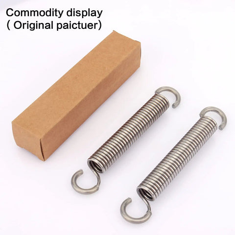 Heavy Duty Stainless Steel Recliner Springs For Couch And Chair Repair Dang Solid Tension Coil Replacement Double Pack 5 Inch Long Hook Design displayed with packaging.