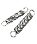 Two Ten Pack Stainless Steel Closed Loop Hook Extension Springs with 3mm outer diameter for DIY gadgets and garden tools.