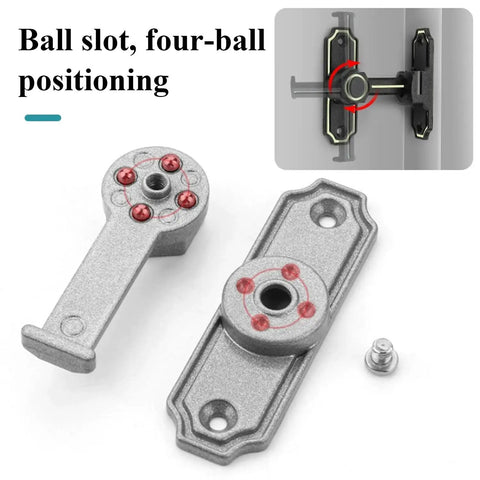 Wopanxye Flip Gate Latch for Barn Door showing ball slot and four-ball positioning components in gray.