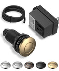 Wireless Sink Top Button For Garbage Disposals, Champagne Bronze Finish, UL Listed, with control box and cable.