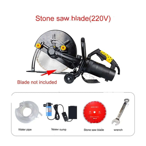 Heavy Duty Beefy Electric Circular Saw Angle Adjustable Portable Cutting Machine For Wood Metal Stone Tile Diy Pros Cuts Brick And Concrete Tile Like A Hot Knife Through Butter 6800W with water pump and accessories.