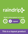 Diagram showing three steps to build a drip system, highlighted step 2 layout, for 1/4 Inch Drip Irrigation Supply Tubing, 50 Foot, Vinyl Brown.