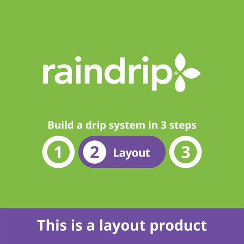 Diagram showing three steps to build a drip system, highlighted step 2 layout, for 1/4 Inch Drip Irrigation Supply Tubing, 50 Foot, Vinyl Brown.