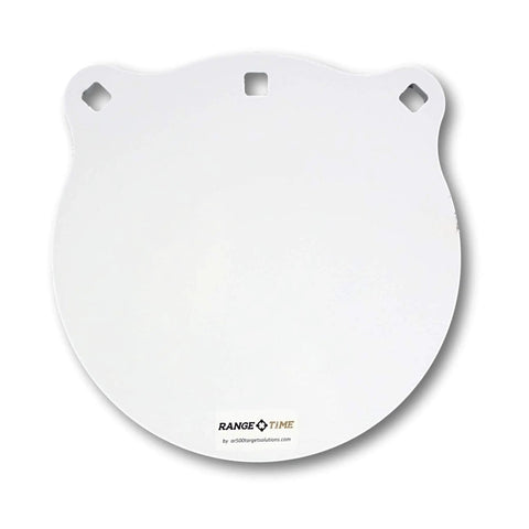 Heavy Duty AR500 Steel Target Set For Rifle And Pistol Practice, Includes Ten Inch, Eight Inch, Six Inch, Four Inch Gongs And Twelve By Twenty Silhouette Plate, One Half Inch Thick, Made In USA, Veteran Owned Range Gear For Real Shooters; image of AR500 steel gong plate.