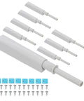 Magnetic Push Latches 8 Pack Hidden Push To Open Cabinet Hardware, gray, with mounting screws and plates displayed.