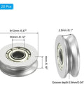 U Groove Bearing 20 Pack 3x12x4mm Carbon Steel Sealed Ball Bearings Rail Roller Wheel Guide Pulley dimensions shown