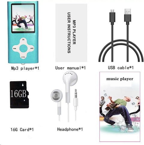 Ultra Slim 1.8 Inch MP3 Player With 16GB Micro SD Card Portable Digital Music Player accessories