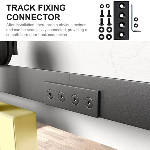 Track Connecting Plate Kit For Barn Door Track System, Metal Joint Plate Flat Fixing Connector, installed on rail