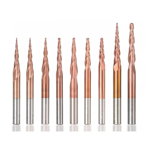Professional Grade Premium Carbide Cnc Ball Nose End Mill Cutter Hrc62 TiCN Coated Engraving Router Bit Heavy Duty Tool set of 10