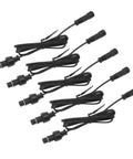 Heavy Duty 3.3 Foot Deck Light Extension Cable With Sturdy Two Pin IP67 Waterproof Male Female Connector, grouped five cords.
