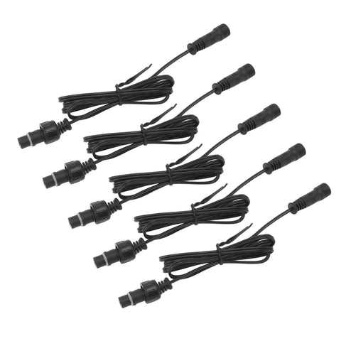 Heavy Duty 3.3 Foot Deck Light Extension Cable With Sturdy Two Pin IP67 Waterproof Male Female Connector, grouped five cords.