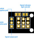 Non Contact Hall Effect Sensor 3144E A3144 DC 3.3V-5V Magnetic Proximity Switch For Arduino PIC AVR Smart Cars, 10 Pack, Plug And Play Hall Sensor Module For DIY Robotics And Electronics Projects board pin layout with LED and power/output labels