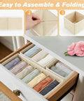Kick Clutter To The Curb With This Slick Foldable Drawer Organizer Set Of Six Beige Fabric Compartments for tidy clothing storage in drawers.