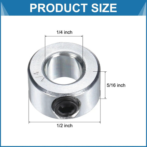 Twelve Piece Hollow Shaft Collars With Set Screws One Quarter Inch Bore Half Inch Outer Diameter Five Sixteenth Inch Width Zinc Plated Carbon Steel Locking Axle Collars Built Tough And Lightweight