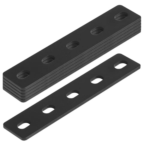 Heavy Duty 6 Pack Of 8 X 1 1/2 Inch Mending Plates For Wood Repair and Brace Work Featuring slotted holes, shown stacked.