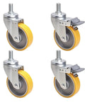 Heavy Duty Caster Wheels With MX Threaded Stem For Workbench Furniture And Cart Use Swivel Locking Casters With Brakes Non Slip PU