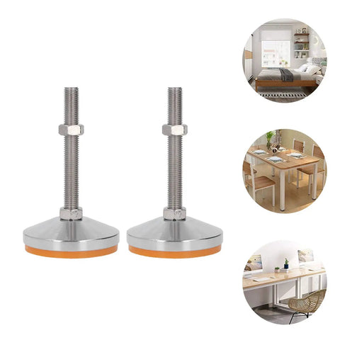 Level Up Your Setup With These Heavy Swivel Leveling Feet 2 Pack Featuring Sturdy Carbon Steel Nuts M16 Thread And Flexible TPU Rubber Non Slip Pads For Tables Shelves Workbench No More Wobbles - Adjustable pads with TPU bases for stability