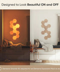 Wood Look Hexagon Smart Wall Lights That Sync With Alexa And Google Assistant, Dope Modular Panels, room decor, lit and unlit