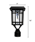 Prairie Solar Outdoor Light Fixture With Wall Pole And Pier Mounts No Wire Setup Black LED Lamp 250 Lumen Warm White Light