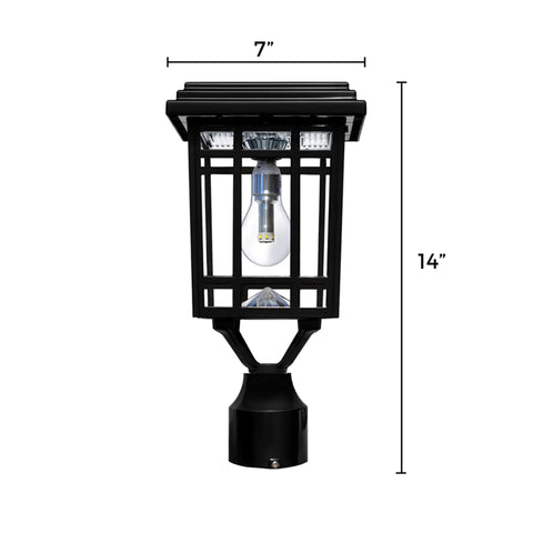 Prairie Solar Outdoor Light Fixture With Wall Pole And Pier Mounts No Wire Setup Black LED Lamp 250 Lumen Warm White Light