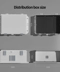 Rugged Outdoor Electrical Junction Box With Waterproof ABS Enclosure, dimensions 13 In H, 9.2 In L, 5.6 In W, shown from multiple angles.