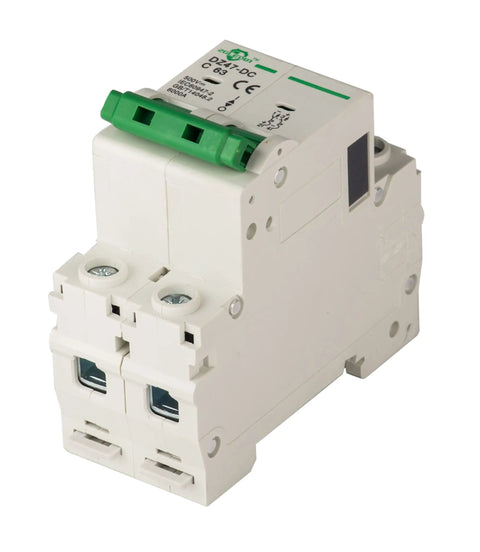 Go-To DC Miniature Circuit Breaker 2 Pole 32 Amp 250V to 500V DC Din Rail Mount With Thermal Magnetic Trip DZ47-63 C32 2P