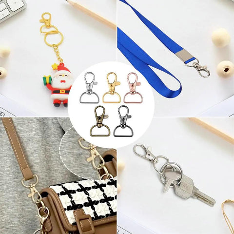 Kickass Swivel Clasp Hooks For Key Chains And Lanyards, D Ring Snap Clips For Purse Hardware, assorted colors and styles.
