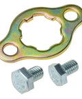 Front 428 Sprocket 17 Tooth 17mm For 50cc To 160cc Pit Dirt Bikes ATV Quad Replacement Part, showing locking plate and bolts