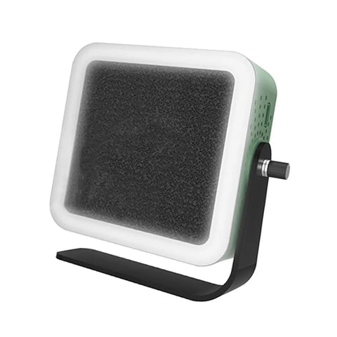 Compact Rechargeable Solder Fume Extractor And Mini Solder Fan With Bright Led Spotlight Hella Smooth Operation For Phone Circuit Fixes No Sweat Portable Smoke Absorber on a black stand.