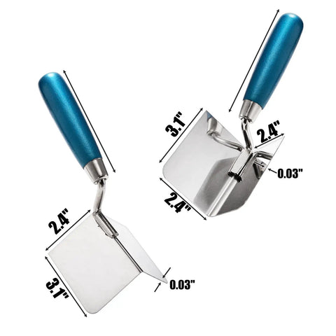 Two Piece Drywall Corner Tool Set With 90 Degree External And Internal Corner Trowels Stainless Steel Finish product image