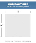 Dimensions illustration of Premium Cotton Shop Towels 250 Count Box 14x14 Lint Free Cleaning Rags for Auto Shop Garage Use.