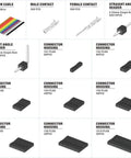 Components of Crazy Versatile 1550 Pieces Dupont Connector Kit With 2.54mm Pitch Includes Pin Headers Crimp Pins And Jumper Wires