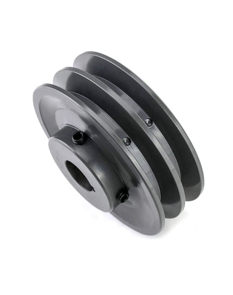 Double Groove V Belt Pulley 4.25 Inch OD Seven Eighths Bore For A 3L 4L Belts Cast Iron Fixed Bore Anti Corrosion Built Tough Web Sheave For V Belt Drives