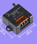 Wireless Forward Reverse Remote Switch For DC Motors And Linear Actuators 5V To 48V, 10A, black box with dimensions