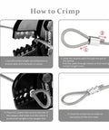 Step-by-step guide using All In One Wire Rope Swaging Tool with Built In Cutter for aluminum and copper sleeves, stop loops, and ferrules.