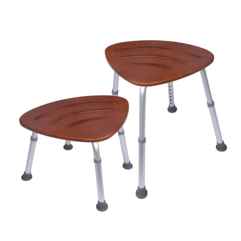 Triangular Bamboo Bath Seat for Elderly and Adults, Height Adjustable Shower Chair With Slip-Resistant Rubber Feet, Durable Bath Stool, Brown