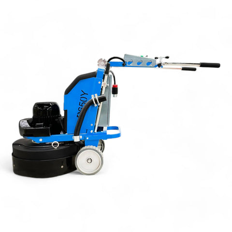 Heavy Duty 25.7 Inch Planetary Concrete Grinder With Variable Speed Forward Reverse Control 1800 RPM Head side view showing motor and handle.