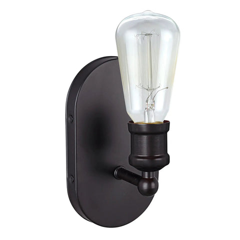 Side view of the Four-Light Oil Rubbed Bronze Bathroom Vanity Wall Light Fixture with vintage Edison bulb, UL Listed.