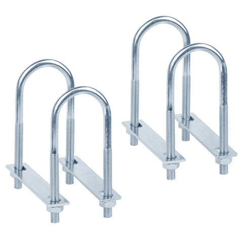 Two Pack M10 U-Bolt Clamp Set For 2 Inch Tubes 5-1/2 Inch Long Round Bend U-Bolts That Fit 2 Inch OD Tubing Electro Galvanized Low Carbon Steel