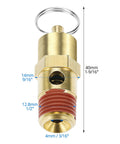 Front view of QWORK brass pressure relief valve with red seal and 1/4 in NPT threaded fitting