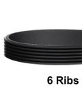 Close-up of 420J6 PJ V Ribbed Belt With 6 Ribs, 42 Inch Long, 0.55 Inch Wide, EPDM Rubber for power equipment