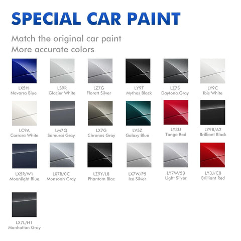 Color swatches showing Moonlight Blue Touch Up Paint For Audi DIY Scratch Repair Kit Quick And Easy Fix For Q5 Q7 A3 A4 A5 A6 A7 A8 S4 S5